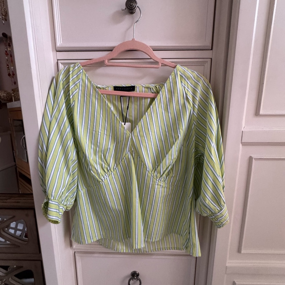 Striped Green and White Women's Top by Sanctuary
